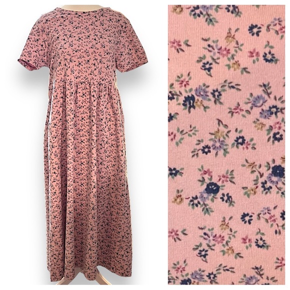 Vintage Dresses & Skirts - VTG Pink Floral Cottagecore Liberty Dress — Tie Waist | S